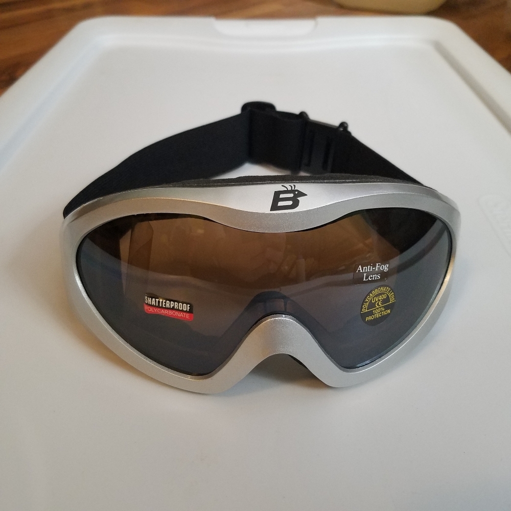 Birdz Penguin OTG ski/snowboard goggles fit over glasses Silver Bin7